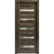 Sliding French Pocket Door 24 x 80 inches | Quadro 4445 Cognac Oak with Frosted Glass | Kit Trims Rail Hardware | Solid Wood Interior Bedroom Sturdy Doors