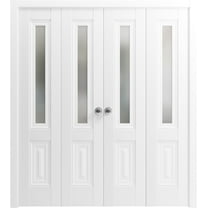 Sliding French Pocket Door 24 x 80 inches | Sete 6933 Nordic White with Frosted Glass | Kit Trims Rail Hardware | Solid Wood Interior Bedroom Sturdy Doors