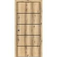 thumbnail image 1 of Sliding French Pocket Door 24 x 96 inches with | Planum 0015 Oak with Frosted Glass | Kit Trims Rail Hardware | Solid Wood Interior Bedroom Sturdy Doors, 1 of 5