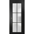thumbnail image 1 of Sliding French Pocket Door 24 x 96 inches | Planum 2122 Matte Black Frosted Glass | Kit Trims Rail Hardware | Solid Wood Interior Bedroom Sturdy Doors, 1 of 6