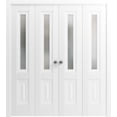 thumbnail image 1 of Sliding French Pocket Door 24 x 96 inches | Sete 6933 Nordic White with Frosted Glass | Kit Trims Rail Hardware | Solid Wood Interior Bedroom Sturdy Doors, 1 of 5