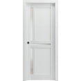 thumbnail image 1 of Sliding French Pocket Door 24 x 96 inches with | Veregio 7288 White Silk with Frosted Glass | Kit Trims Rail Hardware | Solid Wood Interior Bedroom Sturdy Doors, 1 of 5