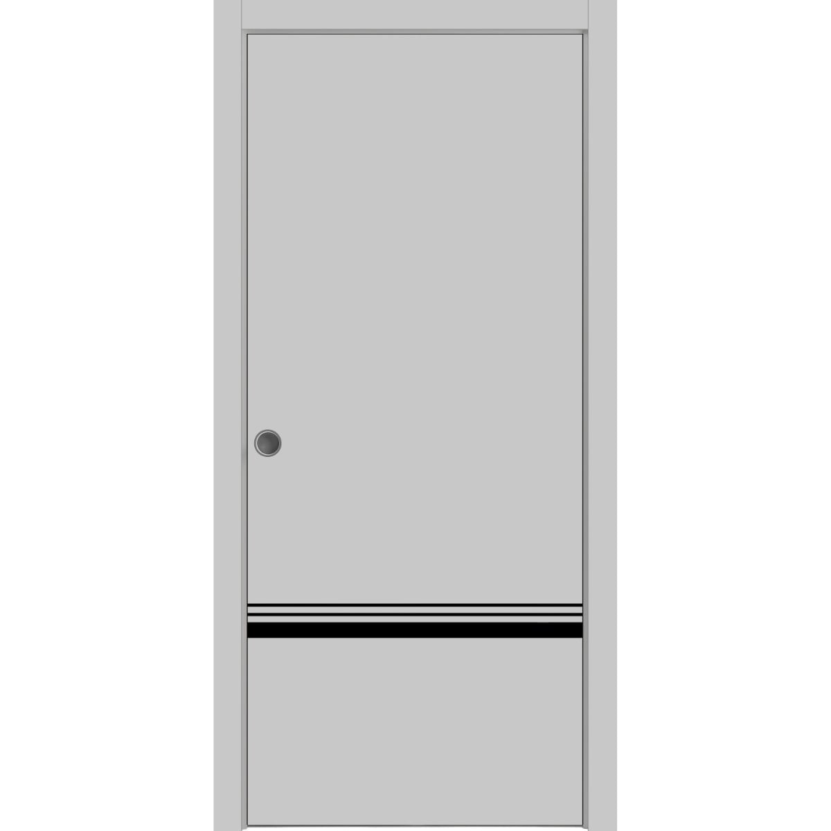 Sliding French Pocket Door 28 x 80 inches with Planum 0012 Grey Matte