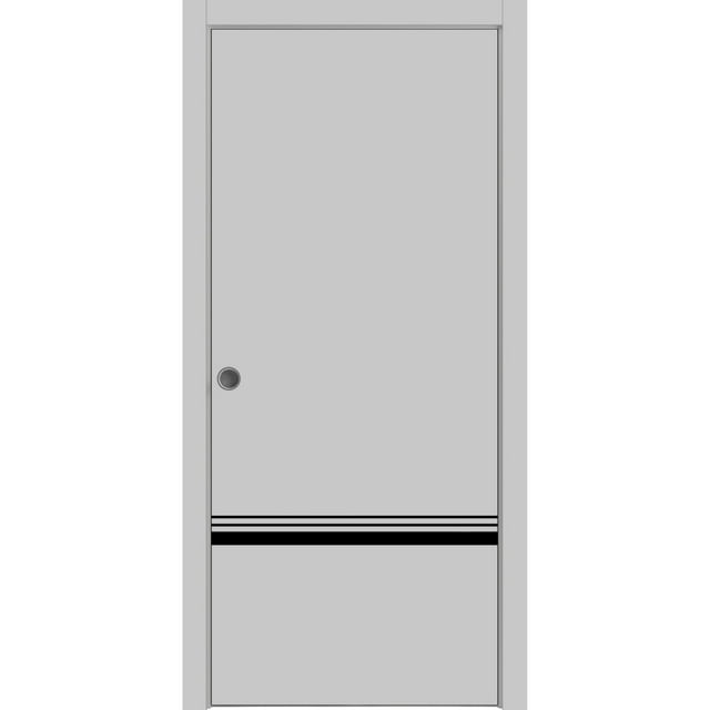 Sliding French Pocket Door 28 x 80 inches with Planum 0012 Grey Matte