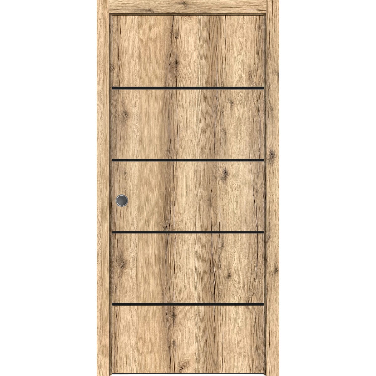 Sliding French Pocket Door 28 x 80 inches with Planum 0015 Oak with