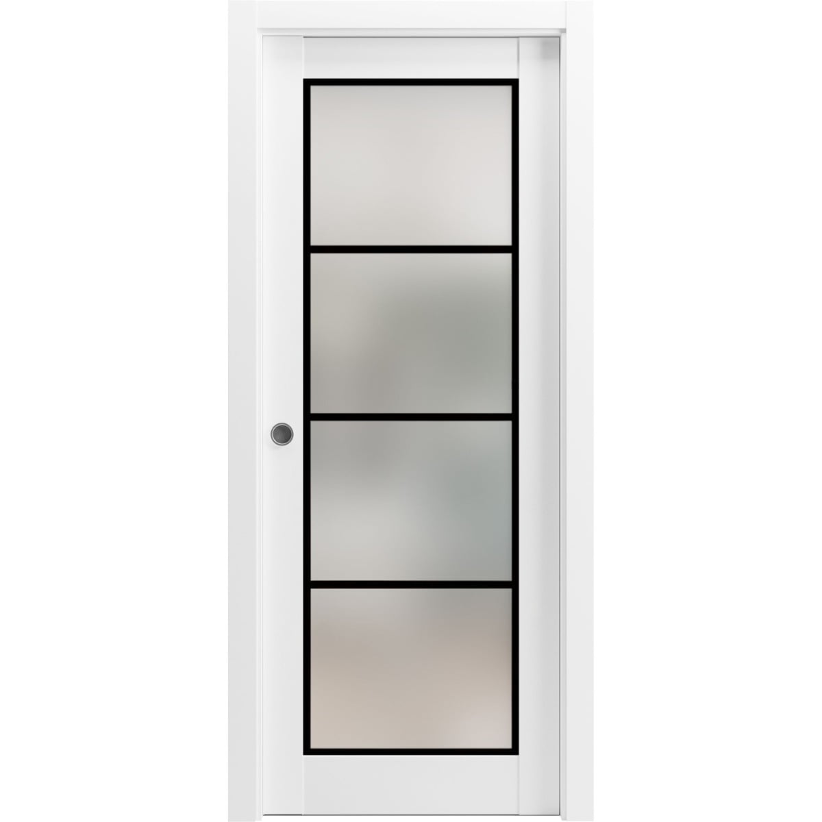 Sliding French Pocket Door 28 x 80 inches Planum 2132 White Silk