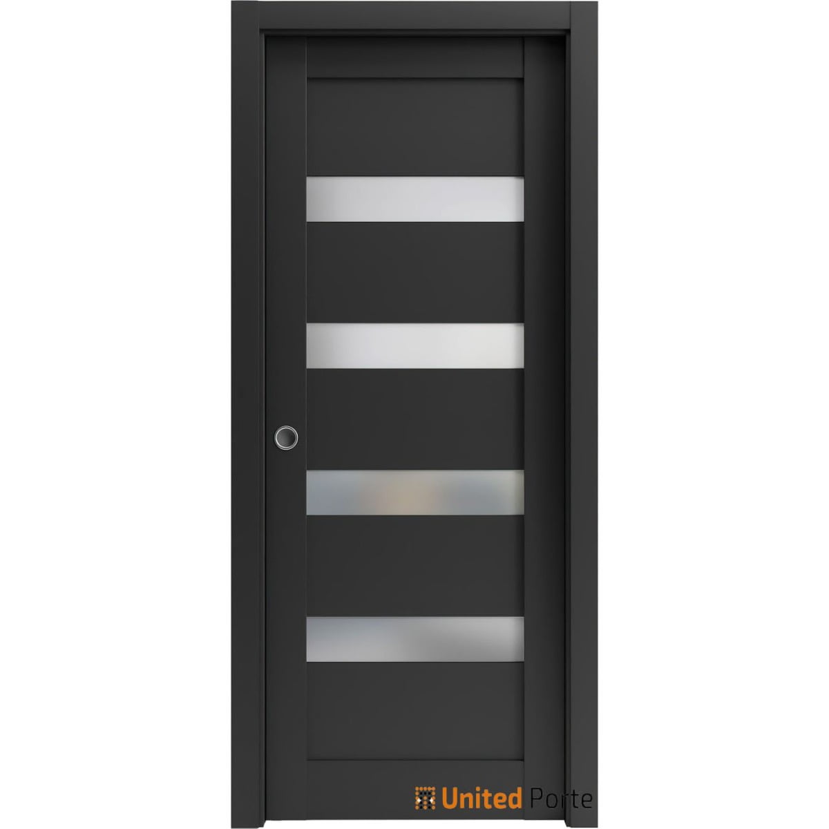 Sliding French Pocket Door 28 X 80 Inches Quadro 4113 Matte Black Frosted Glass Kit Trims 2800