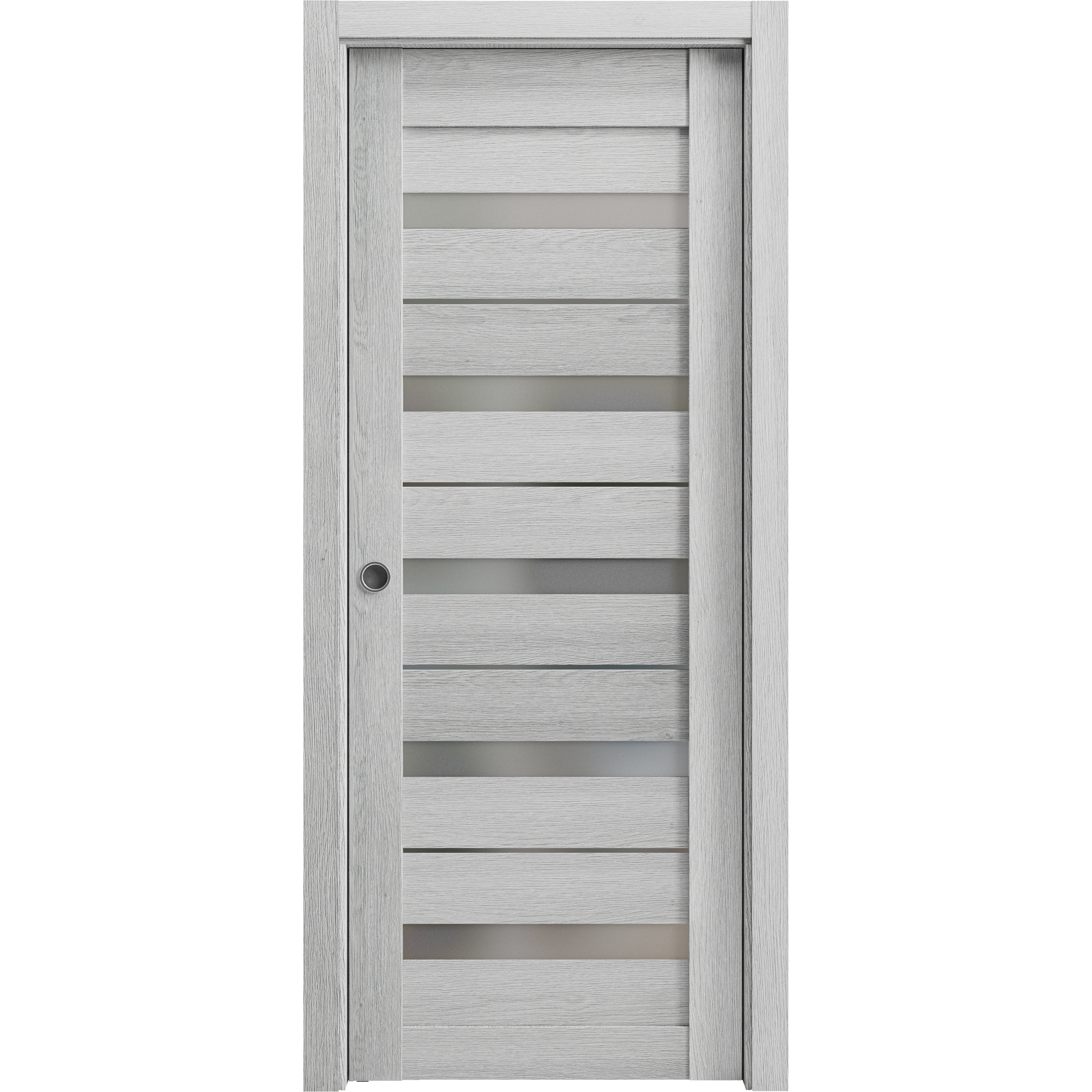 Sliding French Pocket Door 28 x 80 inches Quadro 4445 Light Grey Oak