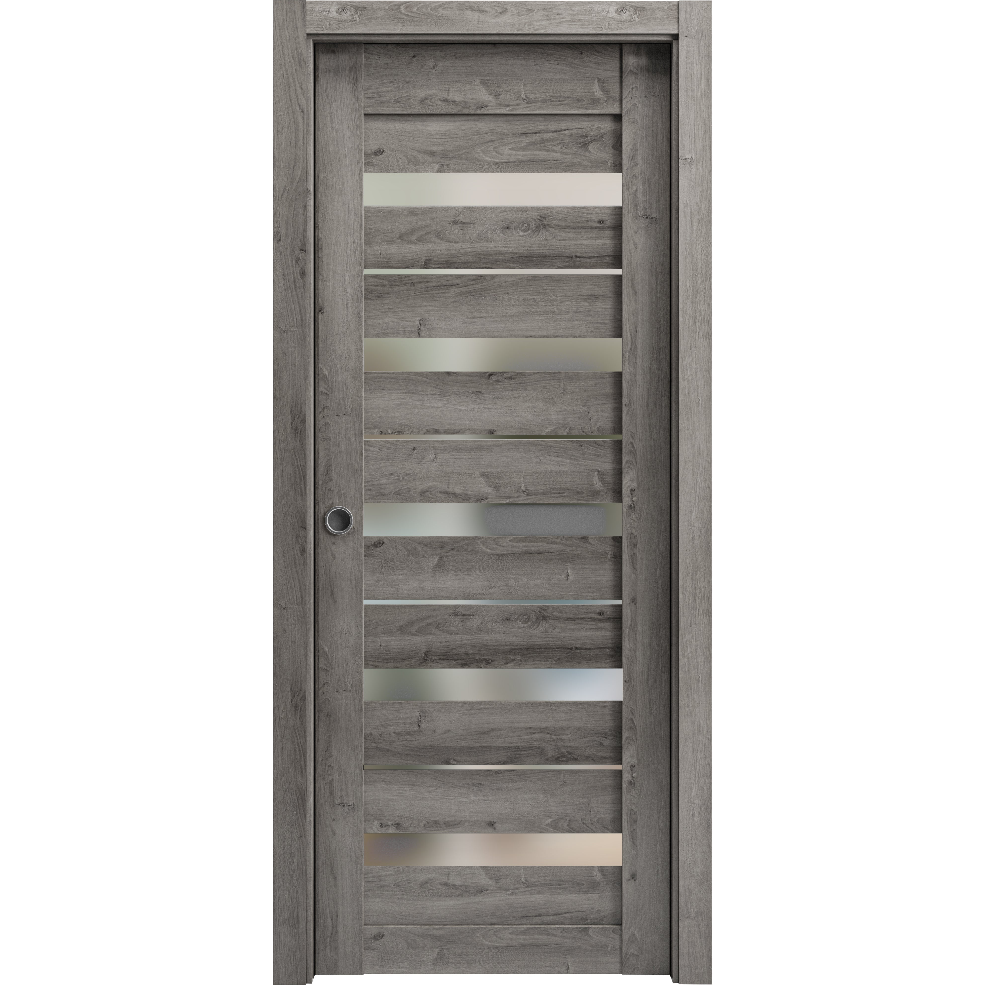 Sliding French Pocket Door 28 x 80 inches Quadro 4445 Nebraska Grey