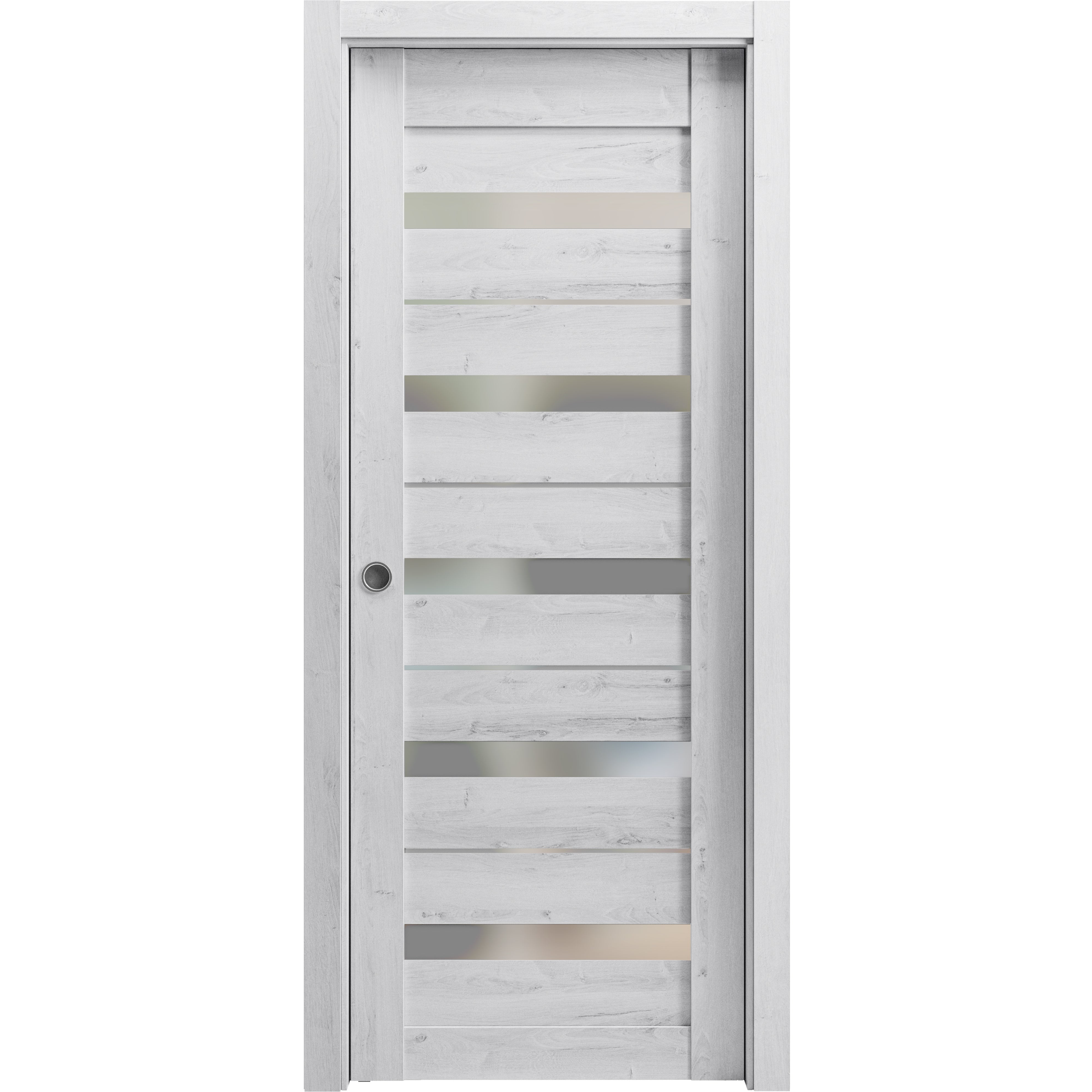Sliding French Pocket Door 28 x 80 inches Quadro 4445 Nordic White