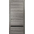 thumbnail image 1 of Sliding French Pocket Door 28 x 84 inches with | Planum 0012 Grey Matte with Frosted Glass | Kit Trims Rail Hardware | Solid Wood Interior Bedroom Sturdy Doors, 1 of 6
