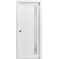 thumbnail image 1 of Sliding French Pocket Door 28 x 96 inches with | Planum 0660 Painted White with Frosted Glass | Kit Trims Rail Hardware | Solid Wood Interior Bedroom Sturdy Doors, 1 of 5