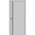 thumbnail image 1 of Sliding French Pocket Door 30 x 80 inches with | Planum 0016 Grey Matte with Frosted Glass | Kit Trims Rail Hardware | Solid Wood Interior Bedroom Sturdy Doors, 1 of 6