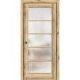 thumbnail image 1 of Sliding French Pocket Door 30 x 80 inches | Quadro 4002 Oak | Kit Trims Rail Hardware | Solid Wood Interior Bedroom Sturdy Doors, 1 of 6