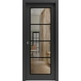 thumbnail image 1 of Sliding French Pocket Door 30 x 84 inches | Lucia 2466 Matte Black Clear Glass | Kit Trims Rail Hardware | Solid Wood Interior Bedroom Sturdy Doors, 1 of 6