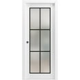 thumbnail image 1 of Sliding French Pocket Door 30 x 96 inches | Planum 2122 White Silk Frosted Glass | Kit Trims Rail Hardware | Solid Wood Interior Bedroom Sturdy Doors, 1 of 6