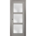 thumbnail image 1 of Sliding French Pocket Door 32 x 80 inches with Frosted Glass | Lucia 2552 Grey Ash | Kit Trims Rail Hardware | Solid Wood Interior Bedroom Sturdy Doors, 1 of 6