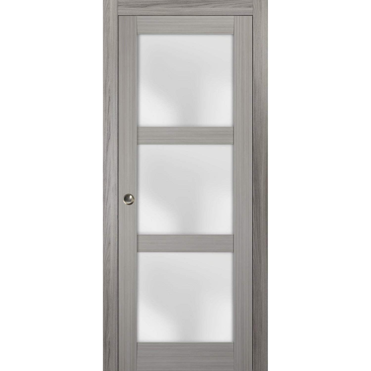 Sliding French Pocket Door 32 x 80 inches with Frosted Glass | Lucia ...