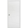 thumbnail image 1 of Sliding French Pocket Door 32 x 84 inches | Planum 0990 Painted White | Kit Trims Rail Hardware | Solid Wood Interior Bedroom Sturdy Doors, 1 of 6