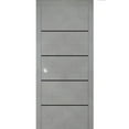 thumbnail image 1 of Sliding French Pocket Door 32 x 96 inches with | Planum 0015 Concrete with Frosted Glass | Kit Trims Rail Hardware | Solid Wood Interior Bedroom Sturdy Doors, 1 of 5