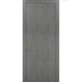 thumbnail image 1 of Sliding French Pocket Door 32 x 96 inches with | Planum 0010 Concrete | Kit Trims Rail Hardware | Solid Wood Interior Bedroom Sturdy Doors, 1 of 4