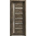 thumbnail image 1 of Sliding French Pocket Door 36 x 84 inches | Quadro 4088 Cognac Oak with Frosted Glass | Kit Trims Rail Hardware | Solid Wood Interior Bedroom Sturdy Doors, 1 of 5