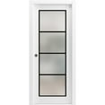 thumbnail image 1 of Sliding French Pocket Door 42 x 80 inches | Planum 2132 White Silk Frosted Glass | Kit Trims Rail Hardware | Solid Wood Interior Bedroom Sturdy Doors, 1 of 6