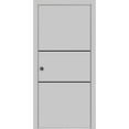 thumbnail image 1 of Sliding French Pocket Door 42 x 84 inches with | Planum 0014 Grey Ash with Frosted Glass | Kit Trims Rail Hardware | Solid Wood Interior Bedroom Sturdy Doors, 1 of 6