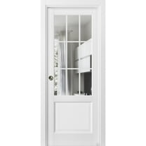 Sliding French Pocket Door with | Felicia 3599 White Silk with Clear Glass | Kit Trims Rail Hardware | Solid Wood Interior Bedroom Sturdy Doors-36" x 84"