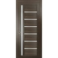 thumbnail image 1 of Sliding French Pocket Door with Frosted Glass | Quadro 4088 Chocolate Ash | Kit Trims Rail Hardware | Solid Wood Interior Bedroom Sturdy Doors-42" x 96", 1 of 6
