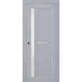 thumbnail image 1 of Sliding French Pocket Door with Frosted Glass | Veregio 7288 Matte Grey | Kit Trims Rail Hardware | Solid Wood Interior Bedroom Sturdy Doors-24" x 96", 1 of 6