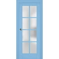 thumbnail image 1 of Sliding French Pocket Door with Frosted Glass | Veregio 7412 Aquamarine | Kit Trims Rail Hardware | Solid Wood Interior Bedroom Sturdy Doors-42" x 80", 1 of 6