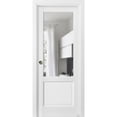thumbnail image 1 of Sliding French Pocket Door with | Lucia 1533 White Silk with Clear Glass | Kit Trims Rail Hardware | Solid Wood Interior Bedroom Sturdy Doors-36" x 80", 1 of 6