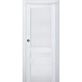 thumbnail image 1 of Sliding French Pocket Door | Veregio 7411 White Silk | Kit Trims Rail Hardware | Solid Wood Interior Bedroom Sturdy Doors-24" x 84", 1 of 6