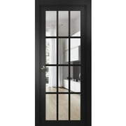 Sartodoors Felicia 3355 Matte Black Sliding French Pocket Door with Clear Glass, Solid Wood Interior Bedroom Door Kit with Trims and Rail Hardware, Sturdy and Durable - Size:28" x 80"