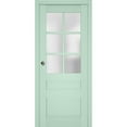 thumbnail image 1 of Sliding French Pocket Door with Frosted Glass | Veregio 7339 Oliva | Kit Trims Rail Hardware | Solid Wood Interior Bedroom Sturdy Doors-24" x 84", 1 of 6