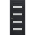 thumbnail image 1 of Sliding French Pocket Door with Frosted Glass | Veregio 7455 Antracite | Kit Trims Rail Hardware | Solid Wood Interior Bedroom Sturdy Doors-28" x 84", 1 of 6