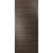 Sliding French Pocket Door with | Planum 0010 Chocolate Ash | Kit Trims Rail Hardware | Solid Wood Interior Bedroom Sturdy Doors-36" x 84"