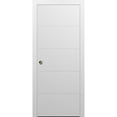 thumbnail image 1 of Sliding French Pocket Door with | Planum 0770 Painted White Matte | Kit Trims Rail Hardware | Solid Wood Interior Bedroom Sturdy Doors-24" x 84", 1 of 6