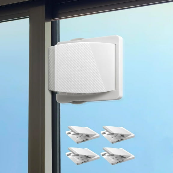 Sliding Glass Door Child Lock, 4 Pack Child Safety Sliding Glass Door Lock for Sliding Glass Doors, Sliding Windows, Sliding Closet, Kids Proofetc Closet Doors, No Drilling Tools Needed (Grey)