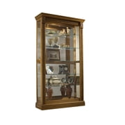 Sliding Glass-Door Curio Cabinet in Brown Honey Finish