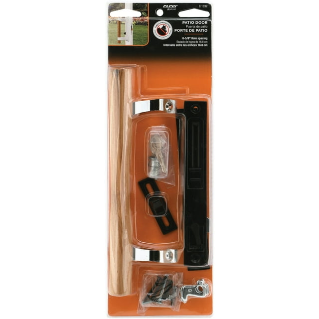 Sliding Glass Door Handle Set, 65/8 in., Diecast and Wood, Hook Style