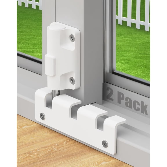 Sliding Glass Door Lock Window Locks 2 Pack Childproof Safety Lock Horizontal Sliding Door Security Bar Keyless Patio Foot Locks for Front Door Latch Stoppers from Inside Bedroom Apartment Essentials