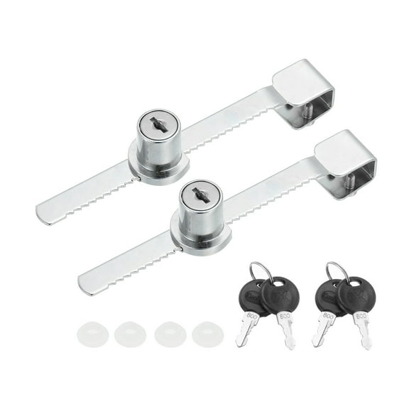 Sliding Glass Door Ratchet Lock 5.5x0.4inch, Keyed Alike Showcase Display Security Lock with 4 Keys, Silver 2 Pack