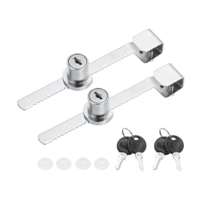 Sliding Glass Door Ratchet Lock 5.5x0.4inch, Keyed Alike Showcase Display Security Lock with 4 Keys, Silver 2 Pack