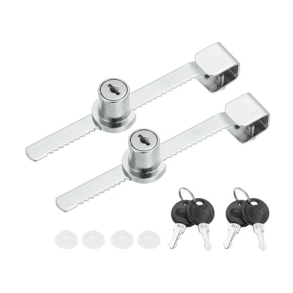 Sliding Glass Door Ratchet Lock 5.5x0.4inch, Keyed Alike Showcase Display Security Lock with 4 Keys, Silver 2 Pack