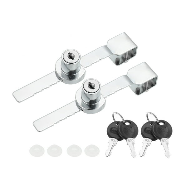 Sliding Glass Door Ratchet Lock 5.6x0.6inch, Keyed Alike Showcase Display Security Lock with 4 Keys, Silver 2 Pack