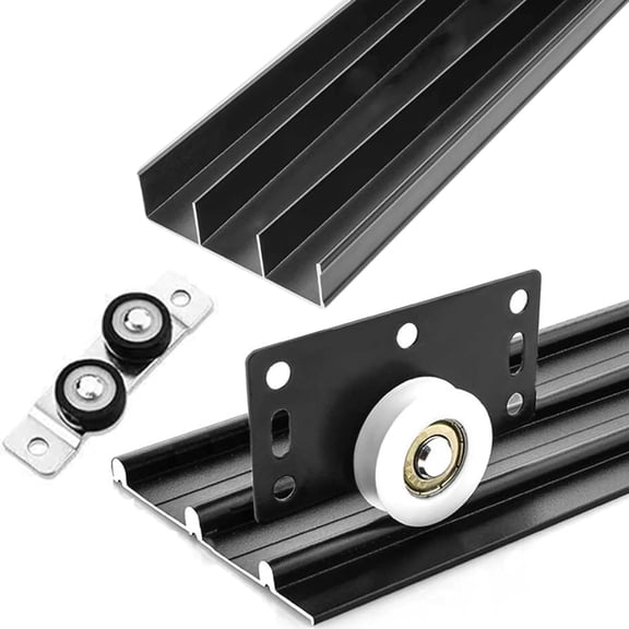 Sliding Glass Door Track For Display Cabinet Wardrobe Closet, Shower Door Rail Sliding Window Track, Aluminum Sliding Track With Silent Rollers