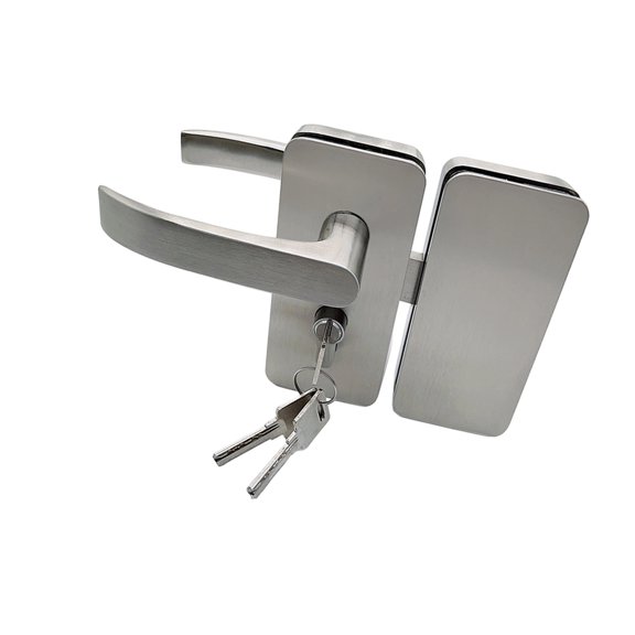 Sliding Glass Partition Latch Set with Integrated Handle Stainless Steel Keyed Door Hardware for Home Business Dividers