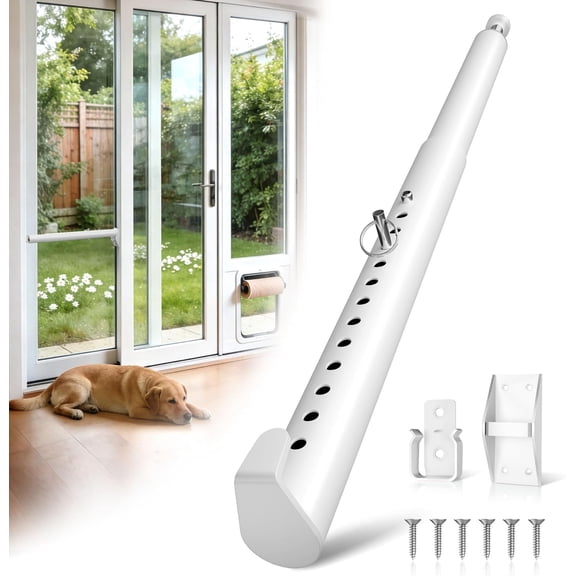 Sliding Glass Pet Door Security Bar,Adjustable Sliding Door Safety Bar for Sliding Glass Dog or Cat Doors,Slide Doggy Lock Bar Size Extends 11 to 18